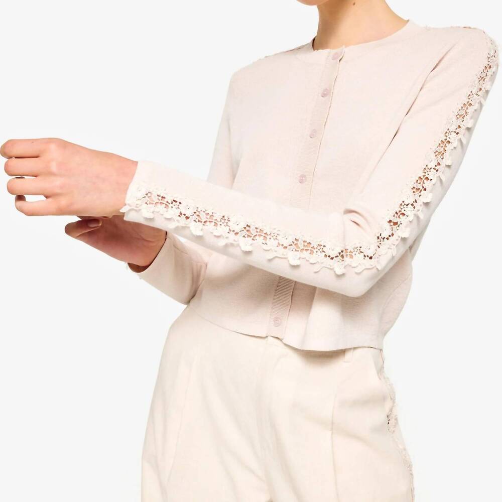 NEW CAMI NYC garcia lace trim cardigan in bone